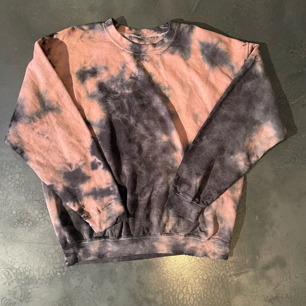 PacSun Pink and Black Tie-Dye Sweatshirt